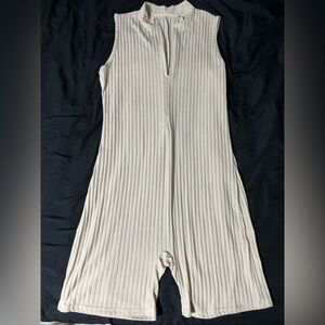 Beige Ribbed Jumpsuit